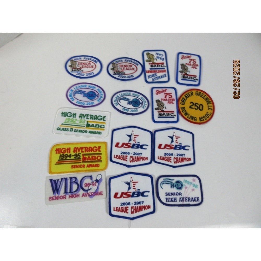 Vintage Bowling Patch Lot ABC WIBC USBC League Champion High Average 14pc Set